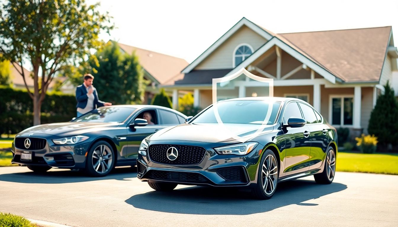 Explore warranty protection for cars and homes with an engaging visual of a car and home shielded by protection.