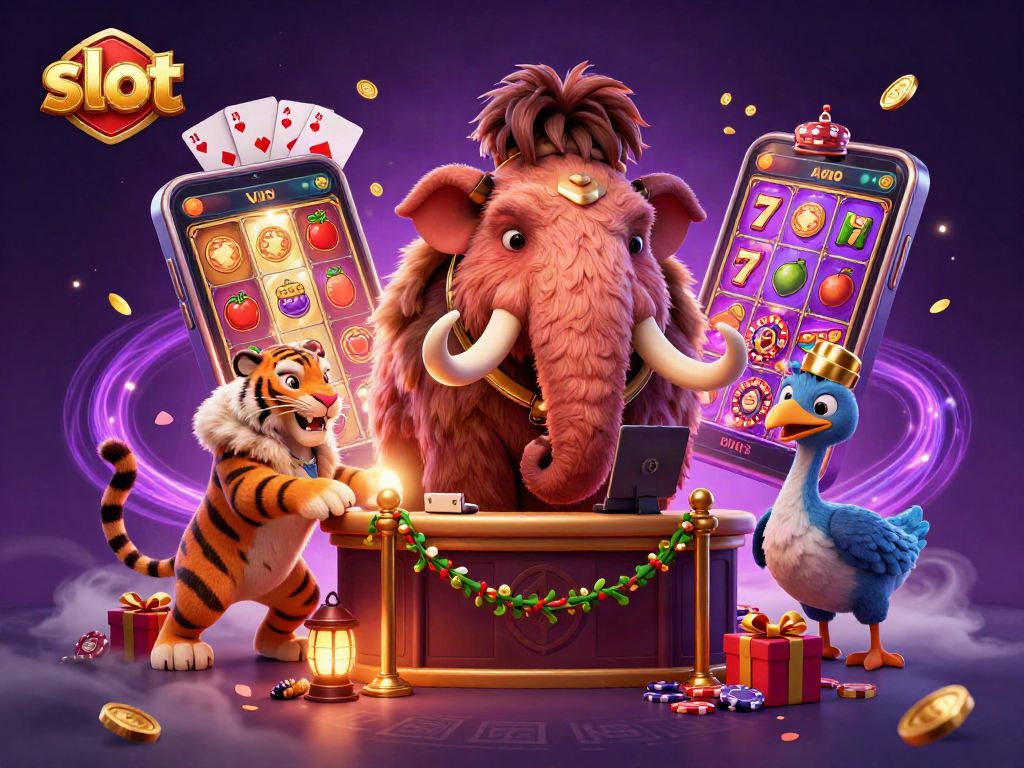 Experience the thrill of slot games with vibrant characters in a lively casino scene.