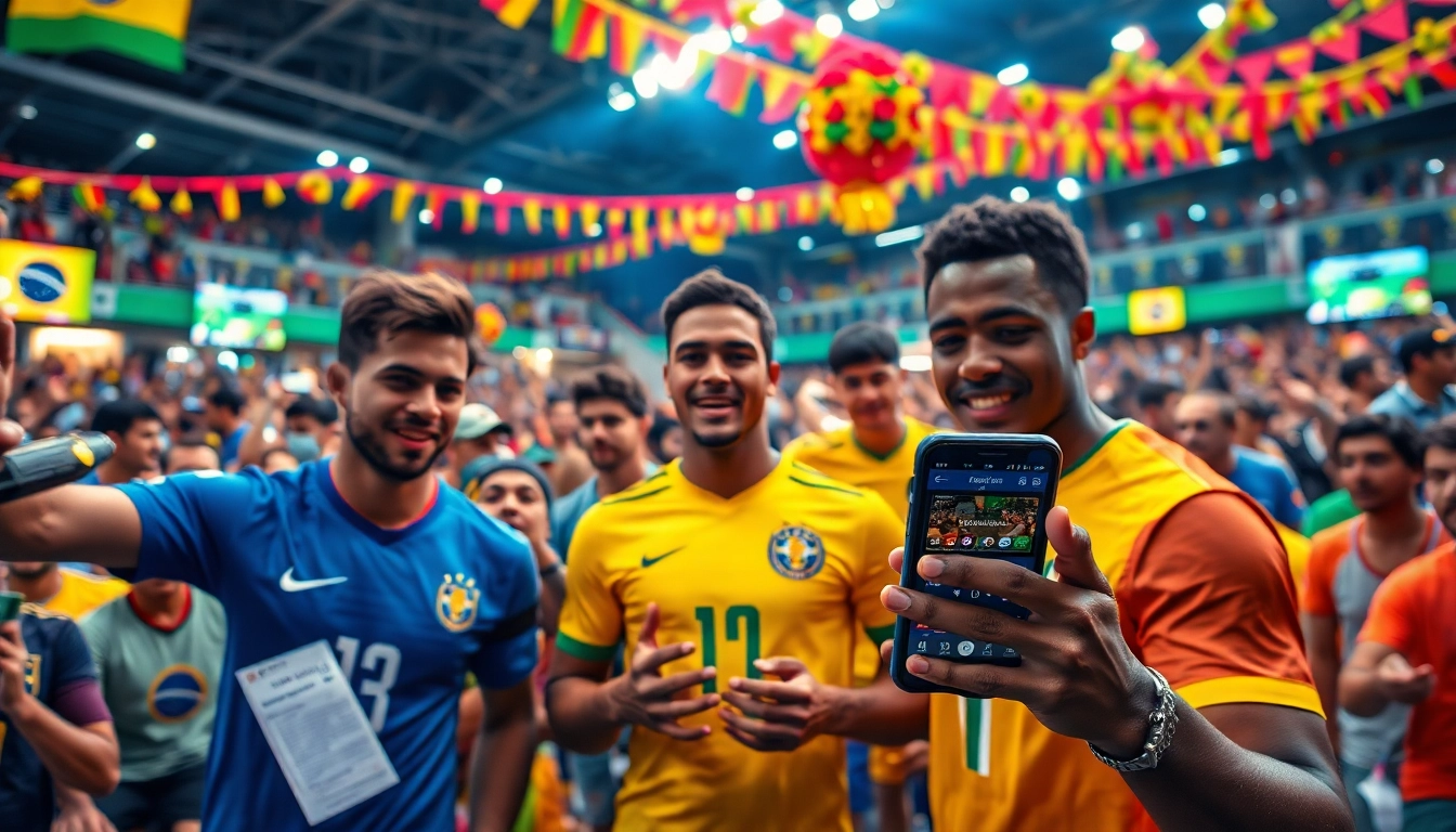 Bettors exploring the best sports betting sites for Brazil with mobile apps and vibrant culture.