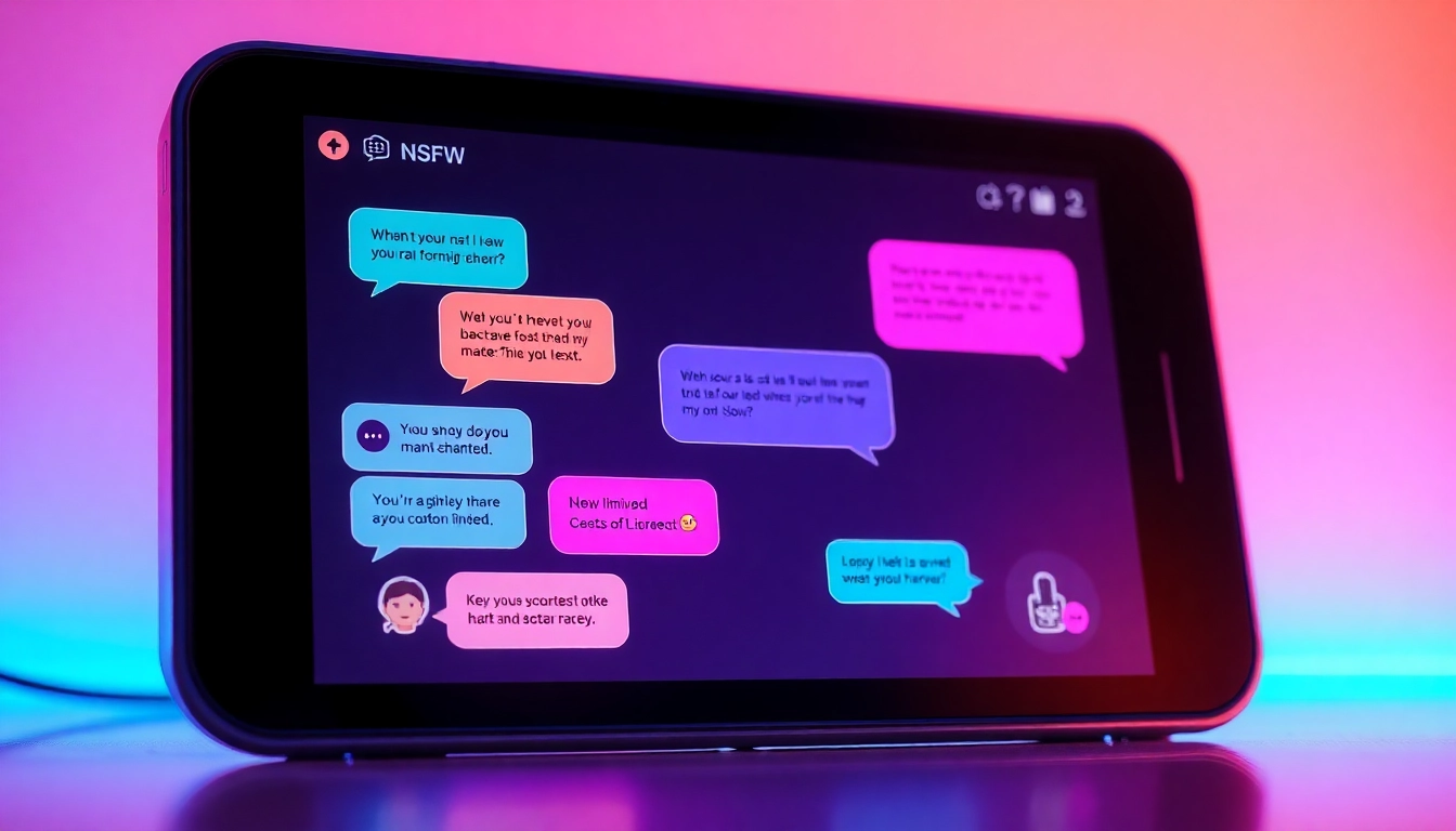 Engaging digital chat interface showcasing character ai nsfw interactions with vibrant, colorful bubbles.