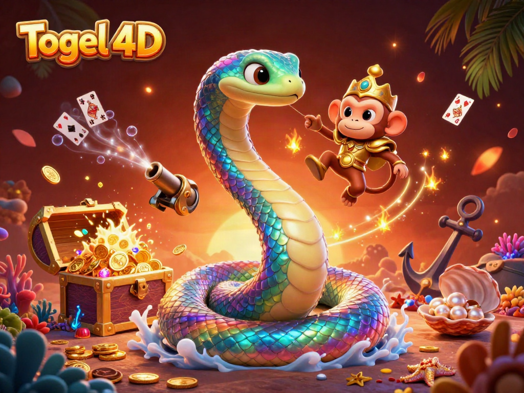 Gambarkan momen menang dalam Togel 4D dengan ilustrasi warna-warni dan simbol permainan yang menakjubkan.