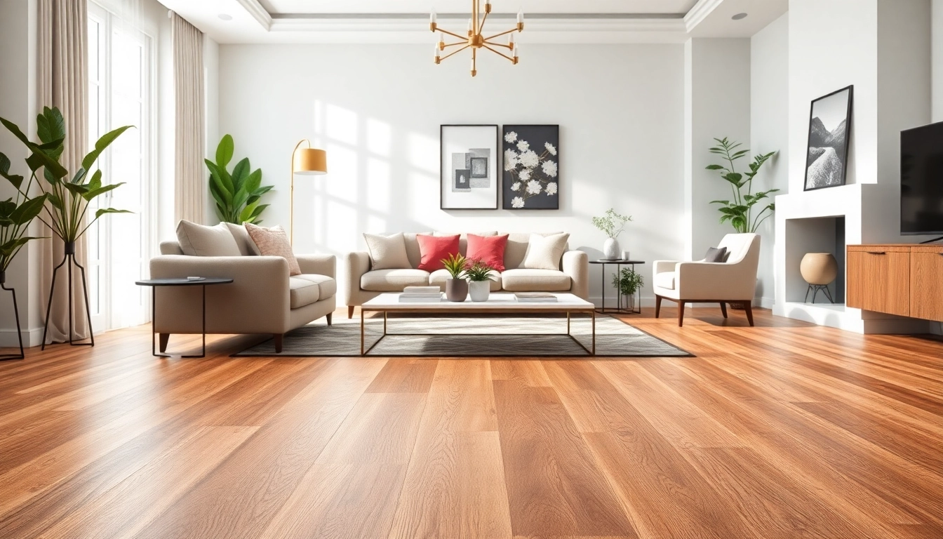 Showcasing vibrant wholesale vinyl plank flooring in a modern living room setting, complemented by stylish decor.