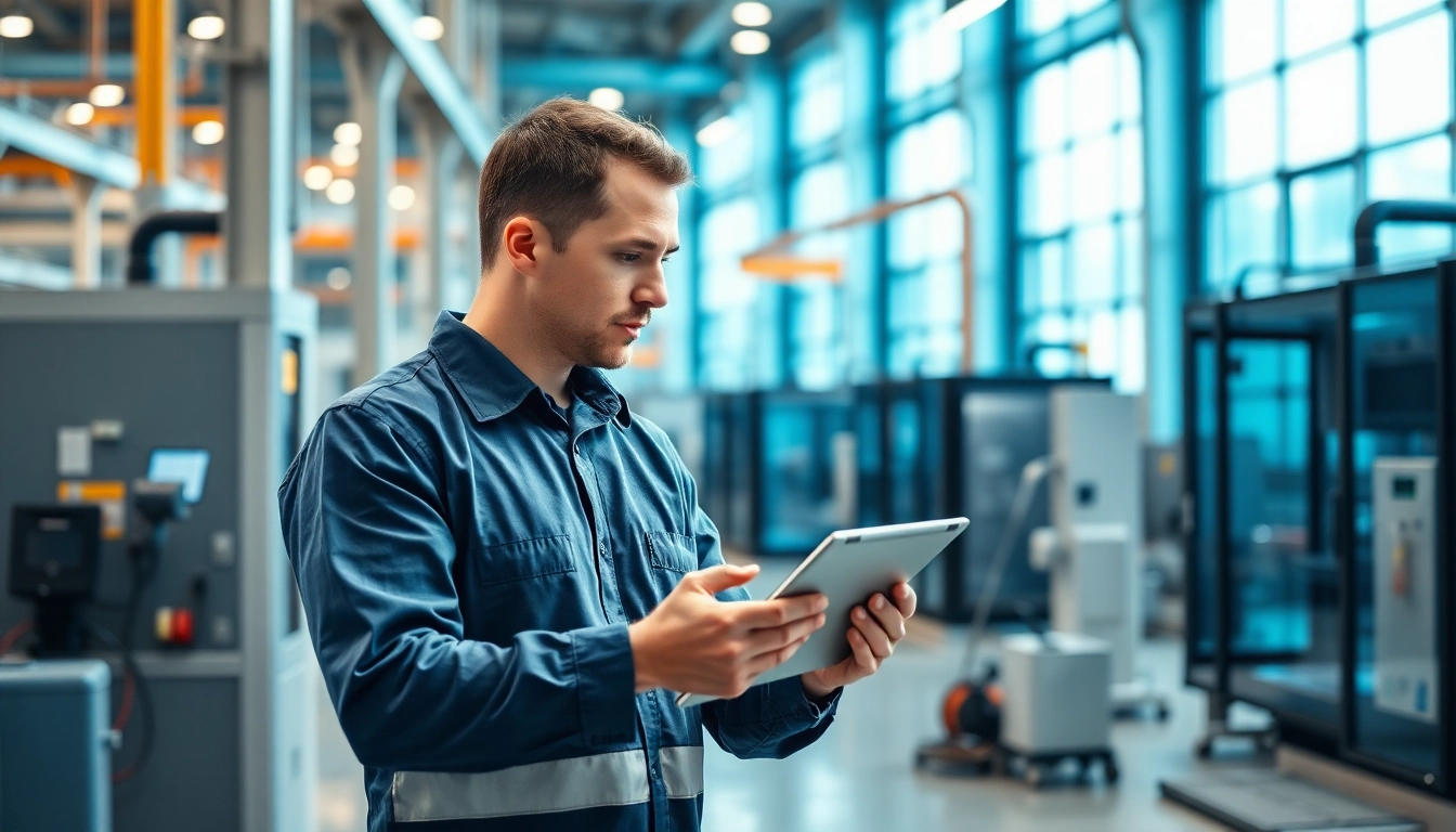 Technician analyzing the das 140 system in a modern industrial setting.