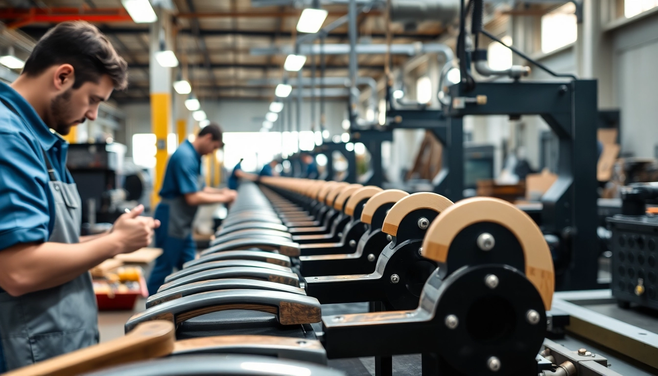 Showcase of Handle Manufacturer's expert artisans creating high-quality handles in an industrial workshop.