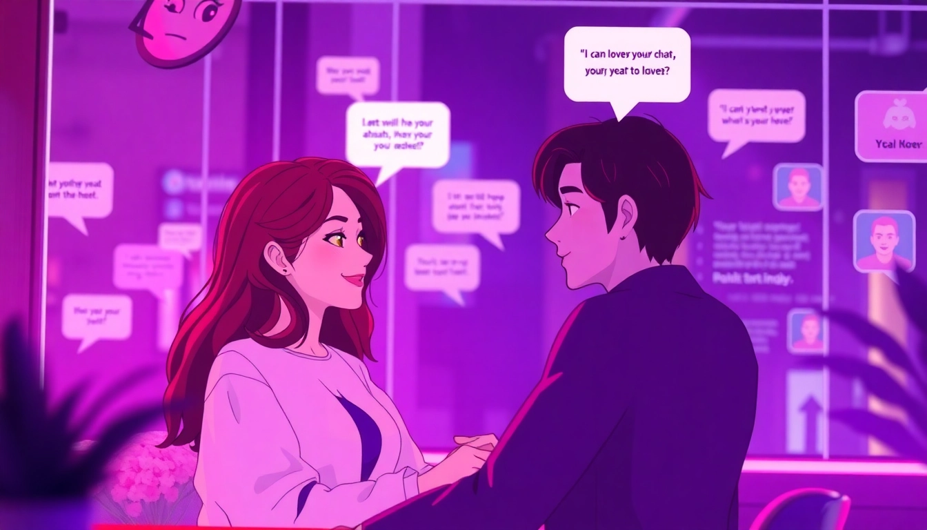 Immersive nsfw ai chat interface with vibrant colors and character interactions.