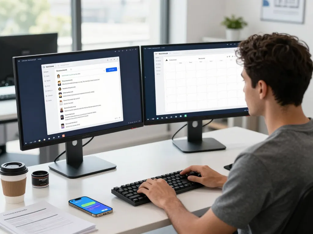 Software developer managing emails with OpenClaw AI assistant in a modern workspace.