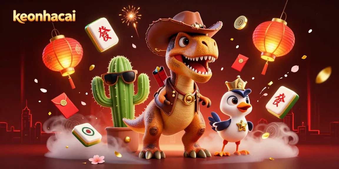 Engage in thrilling bets at keonhacai while surrounded by festive gaming elements and dynamic characters.