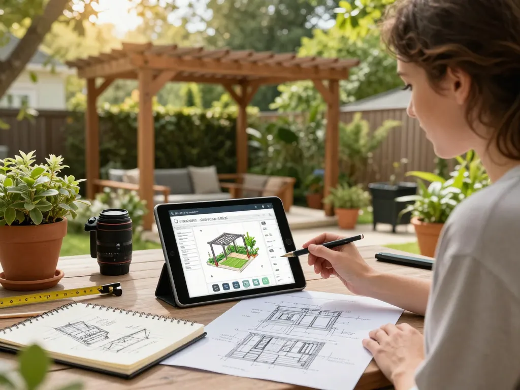 Using the online pergola configurator to design a custom outdoor space.