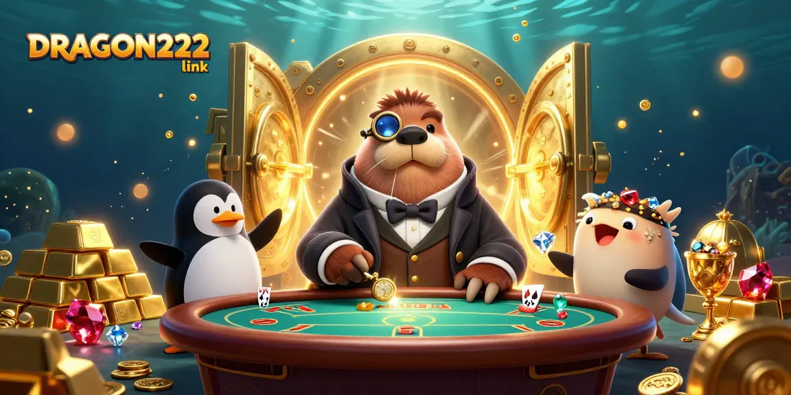 Experience thrill at the underwater poker table with DRAGON222 link, featuring colorful 3D characters and treasure elements.
