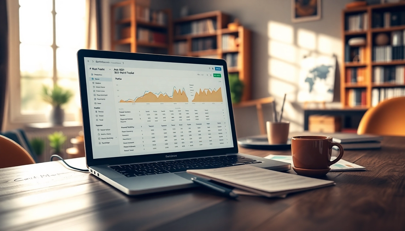Analyze SEO Rank Tracker performance on a modern digital marketing workspace.
