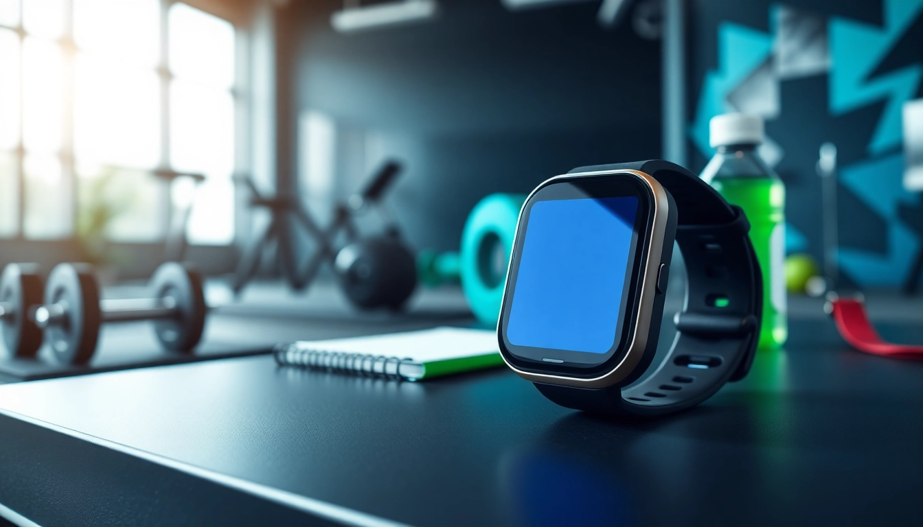 Reveal the benefits of the Ringconn fitness tracker in a modern gym setup focusing on its sleek design.
