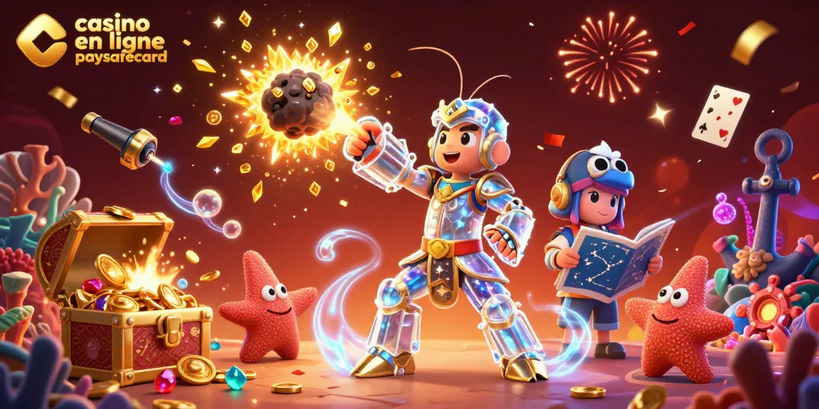 Jouer au casino en ligne paysafecard avec des personnages animés dans un décor dynamique et vibrant.