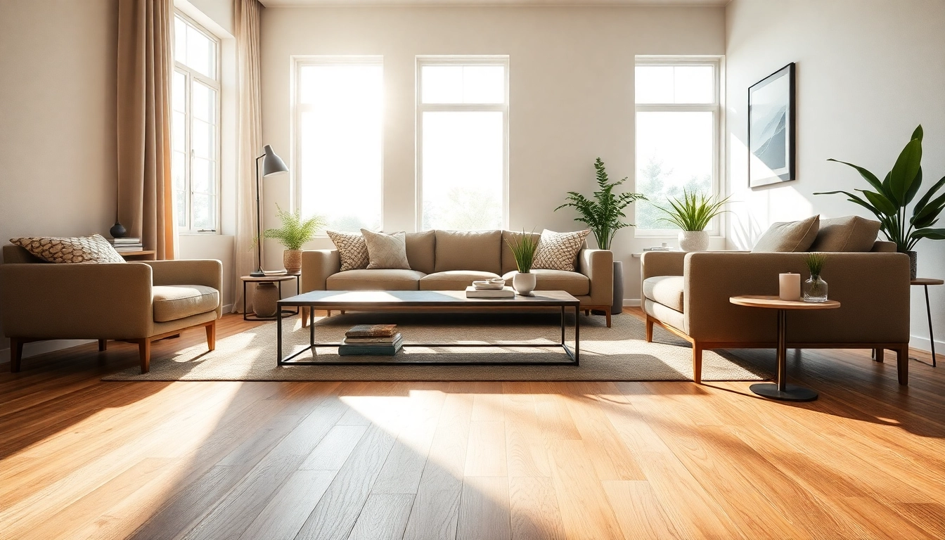 Showcasing lvp flooring in a sunlit living room with modern decor to enhance interior design.