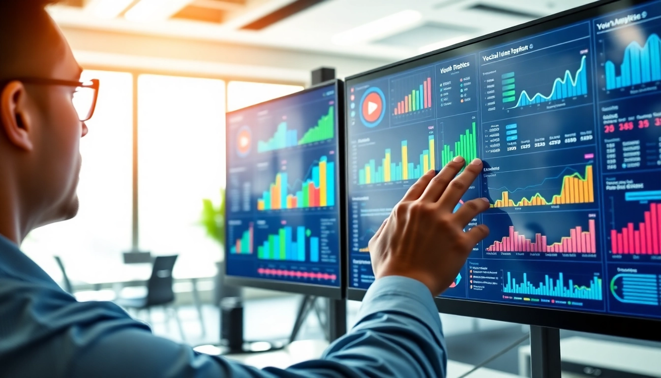 Analyze metrics with a youtube smm panel in a modern digital marketing office.