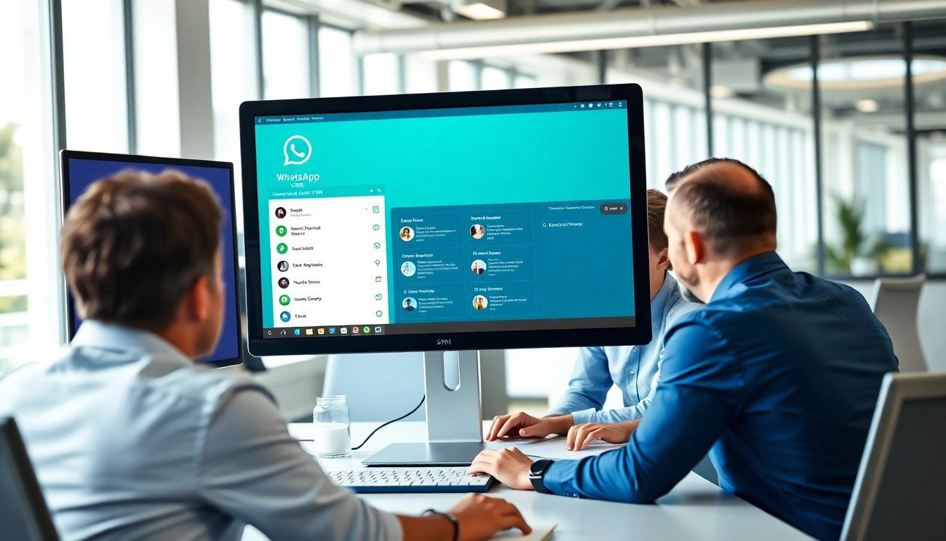 Engaged team utilizing WhatsApp Smart CRM for effective business communication.