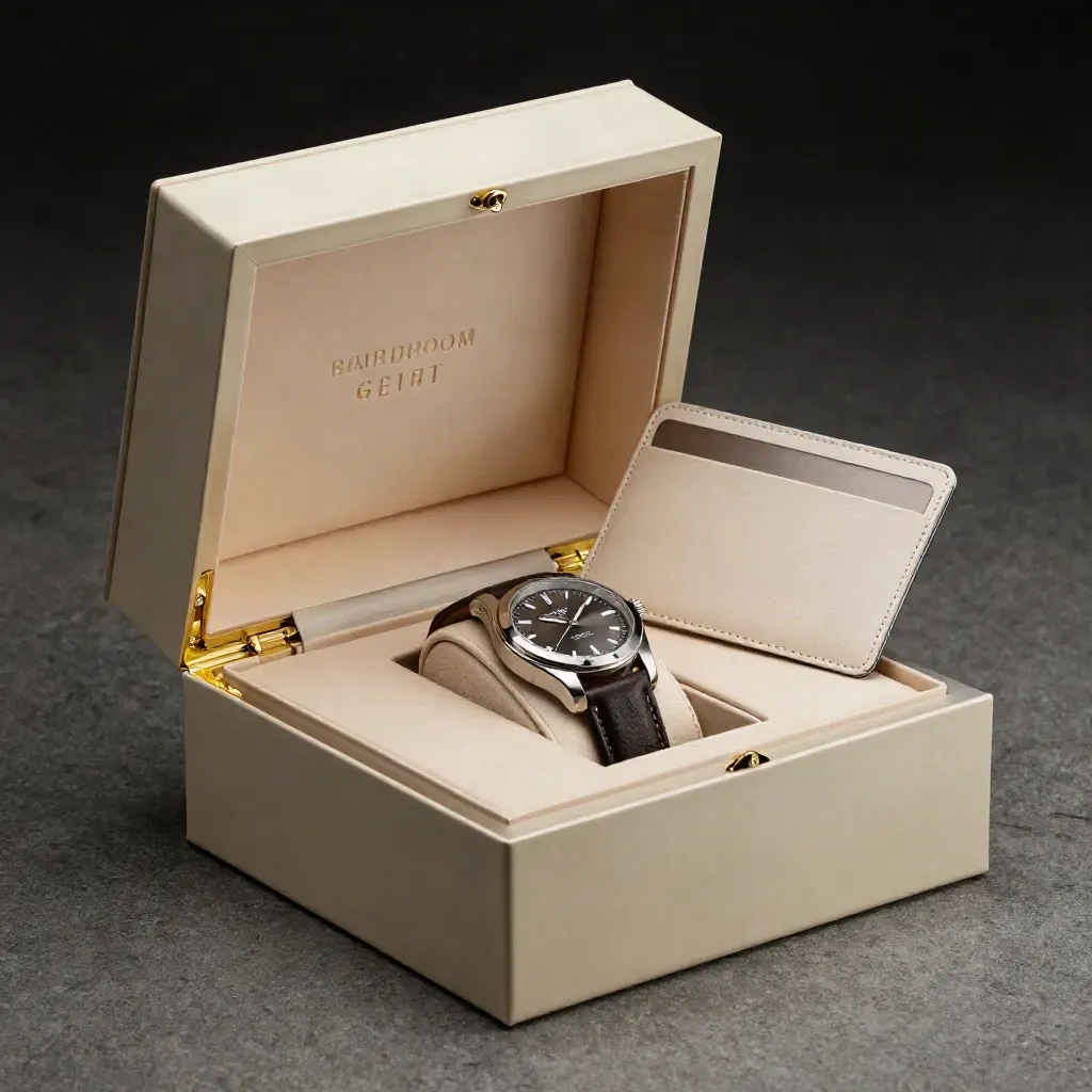 Luxury watch, strap, box, and cardholder bursting open in a dramatic studio reveal.