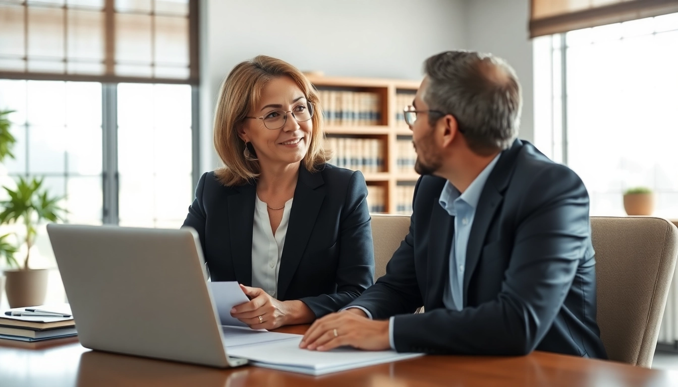Clearwater truck accident attorney consulting client, showcasing legal expertise and professionalism.