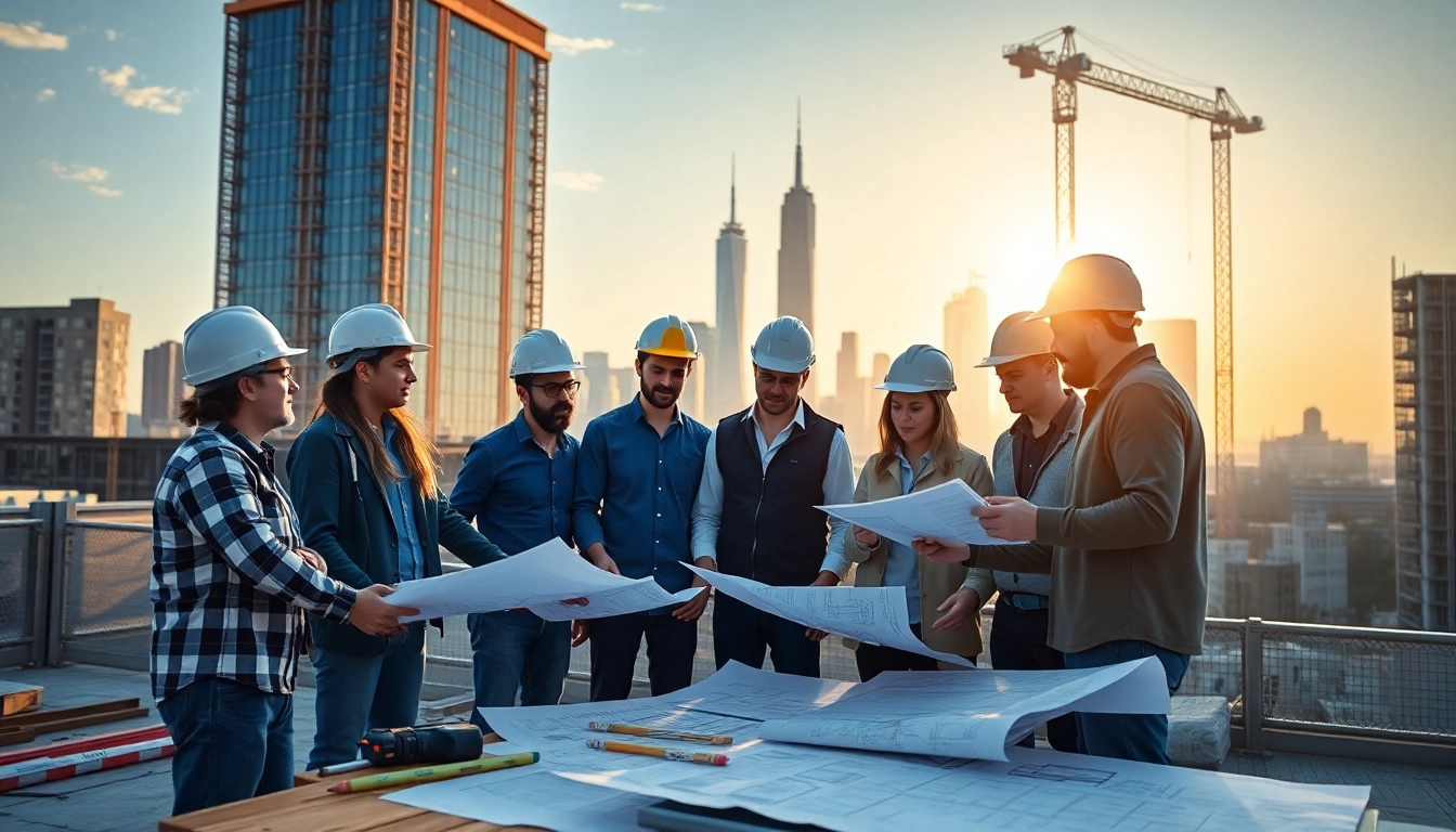 Team of New York City Commercial General Contractor professionals collaborating on high-rise construction.