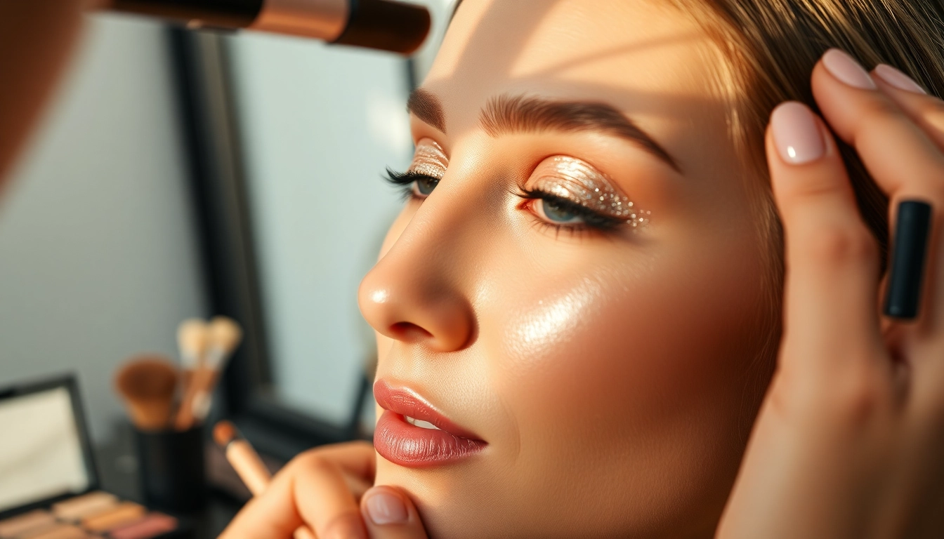 Apply stunning champagne eyeshadow to elevate any makeup look with a shimmering touch.