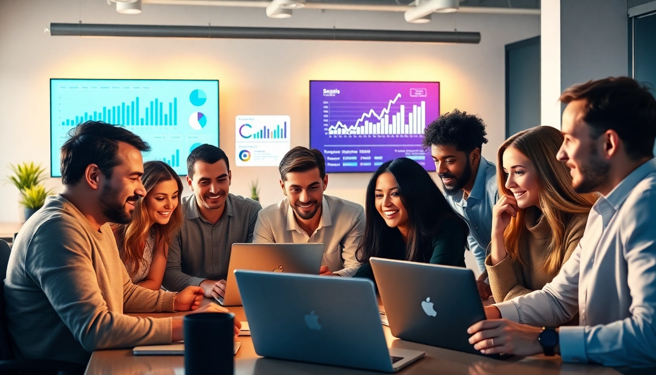 Enhance your brand visibility with effective edmonton social media marketing strategies in a collaborative office setting.