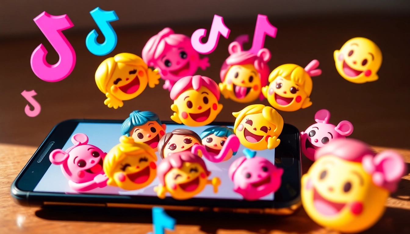 Engaging display of TikTok emojis in a vibrant digital social media setting.