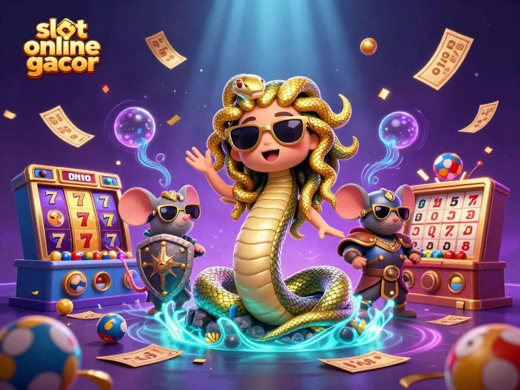 Experience the excitement of slot online gacor with Medusa, a warrior mouse, and vibrant game elements.