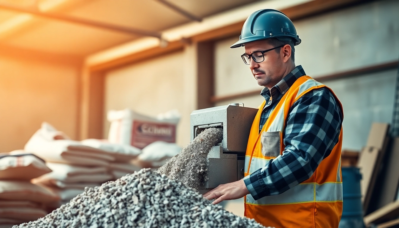 Taladro mezclador en acción, utilizando una mezcla de cemento en una obra constructiva.