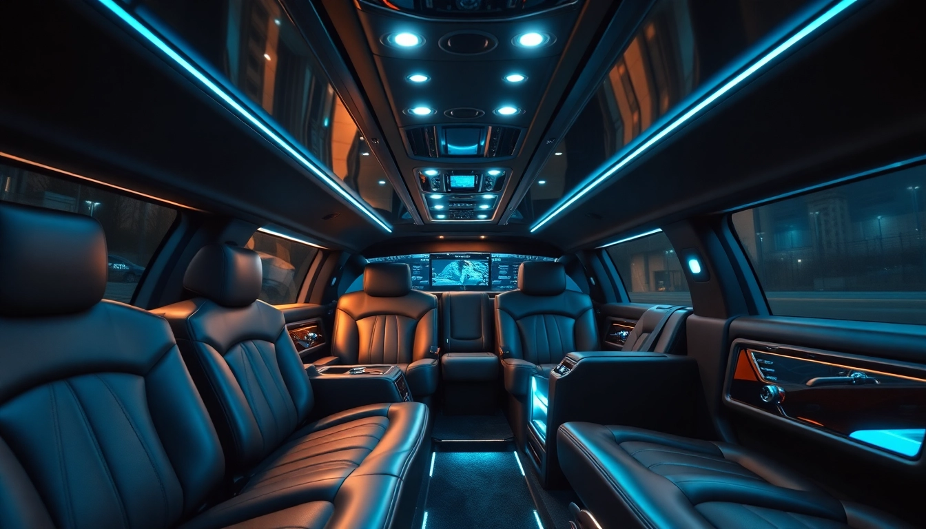World Cup Group Transportation in a luxurious limousine with leather seating and ambient lighting.