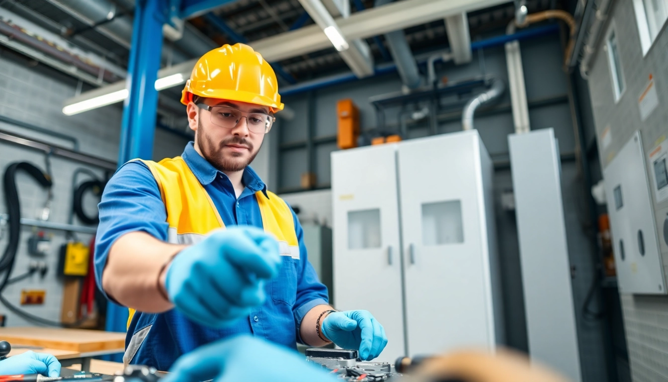Hands-on training for electrical apprenticeship with an eager apprentice in a workshop.