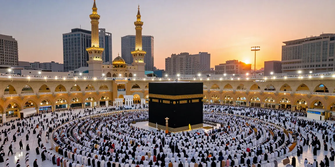 Umroh full ramadhan pilgrimage at Masjidil Haram, a spiritual tourism adventure with travelers experiencing sacred moments.