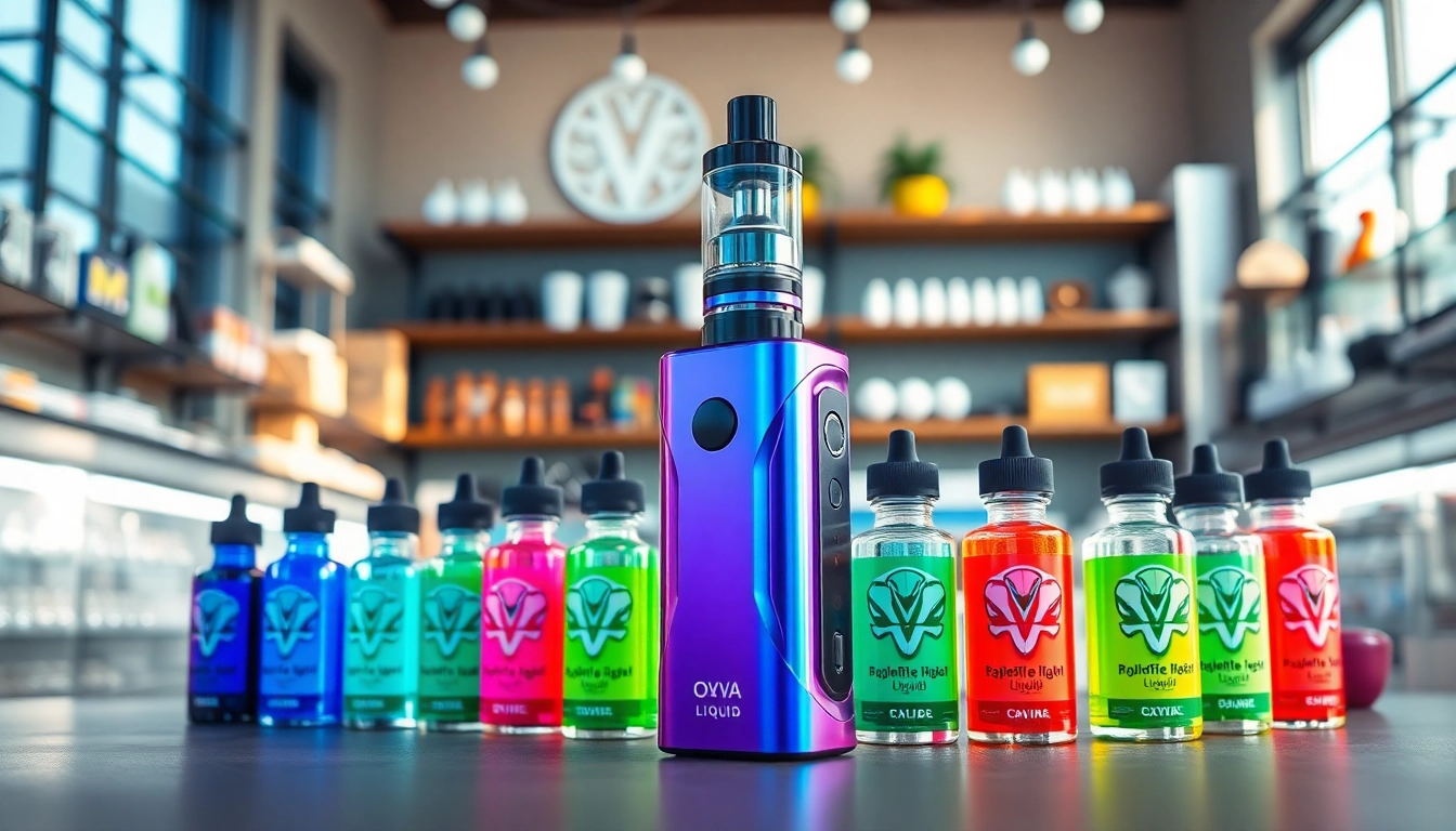 Genießen Sie Oxva Liquid mit verschiedenen Geschmacksrichtungen in einem modernen Vape-Shop.