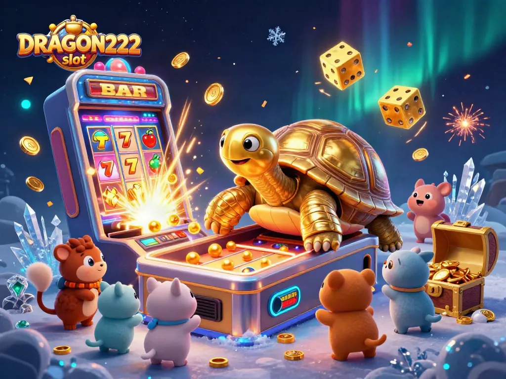 Experience excitement with the DRAGON222 slot featuring a vibrant jackpot explosion and playful characters.