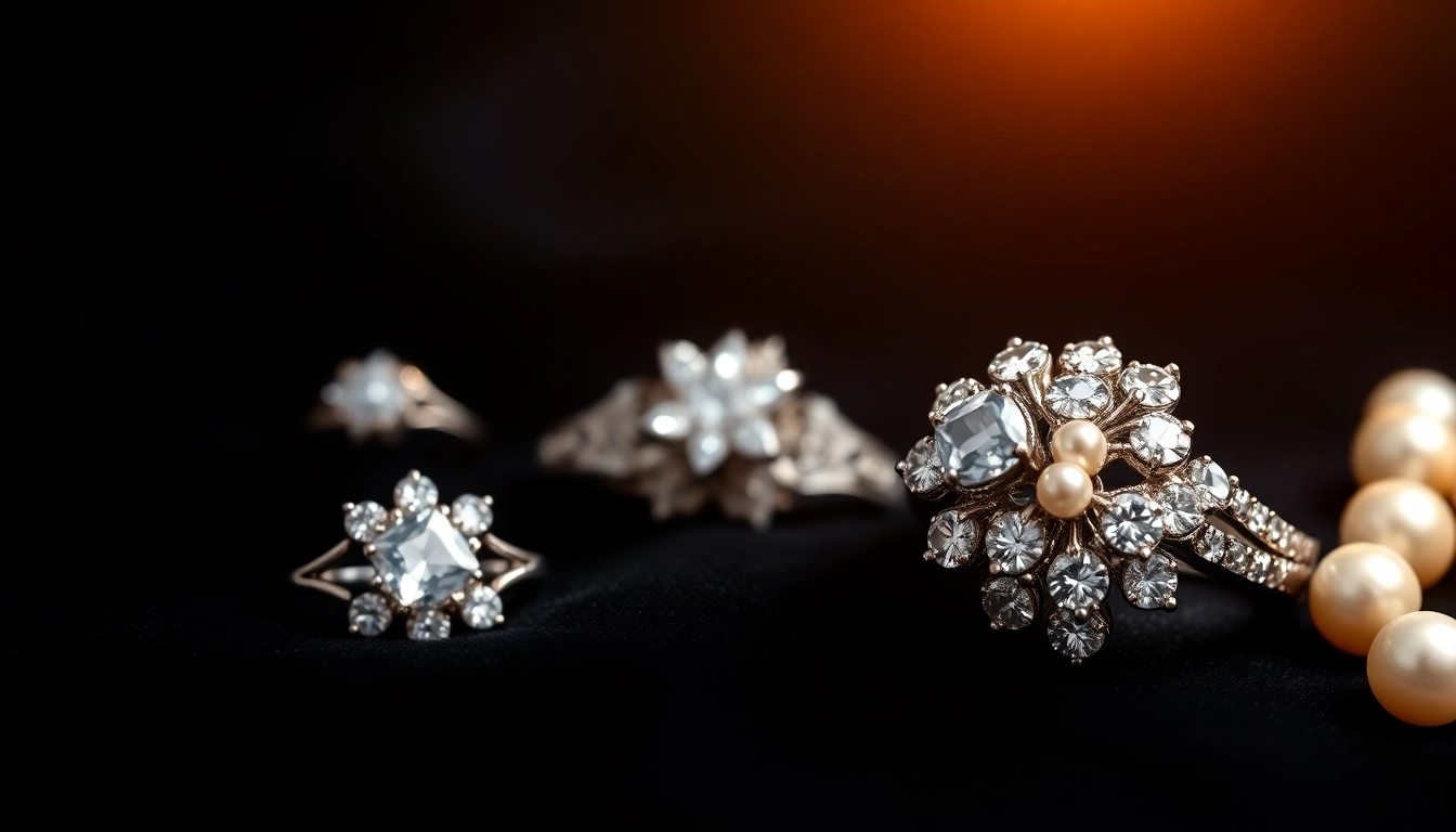 Elegant luxury rings highlighting exquisite design details with sparkling gems.