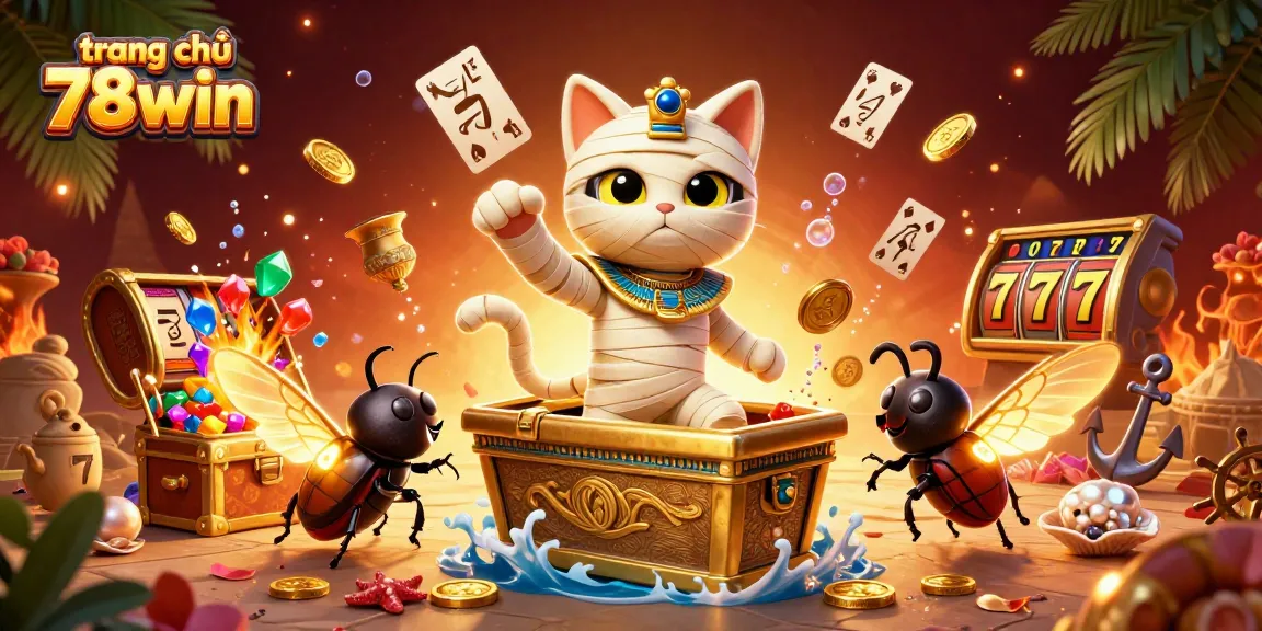 Join the fun at trang chủ 78win with this vibrant pyramid casino scene featuring exciting slot games and animated characters.