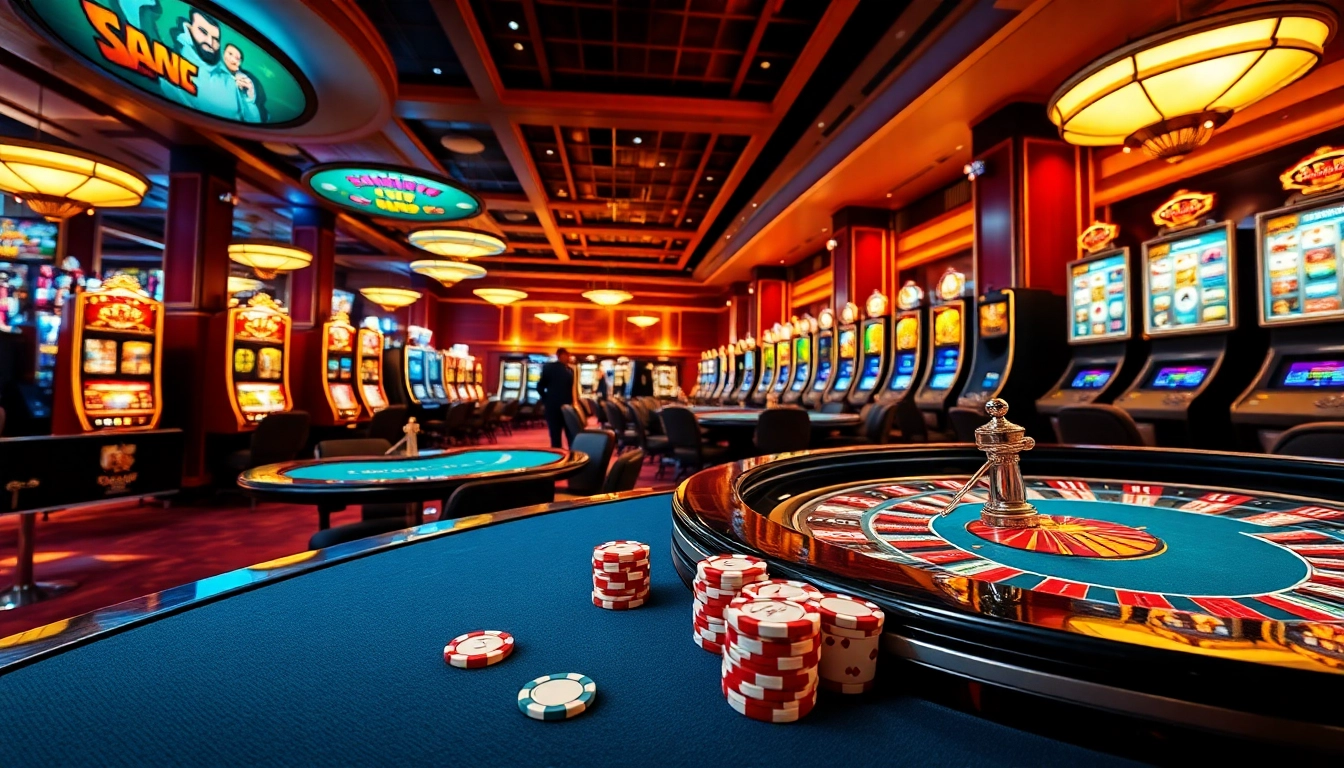 Experience the excitement of gambling at https://giaimanhacai.news/ with luxury casino tables and vibrant slot machines.