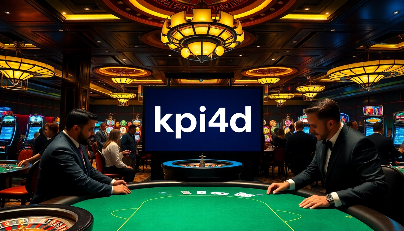Experience the thrill of KPI4D at a vibrant casino with tables, chips, and players.
