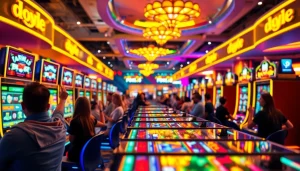 Menangkan dengan pakde4d slot di lingkungan kasino yang ramai dan berwarna-warni.