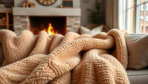 Fleece dekens creëren een warme sfeer in een gezellige woonkamer.