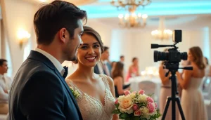 Capture joyful moments with event videography services at a beautiful wedding reception.