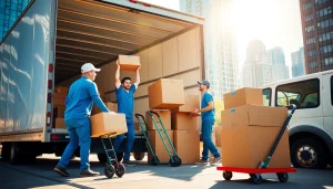 Toronto movers efficiently loading boxes into a truck, showcasing teamwork and professionalism.