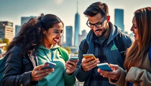 Users enjoying betting on the best sports betting sites India in a lively urban environment.