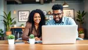 Engaging team collaborating on small business jobs in a modern office setting.