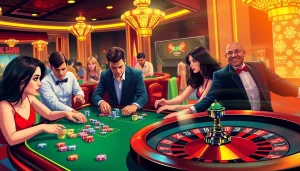 Experience the excitement of KJC casinos as players engage in intense poker and roulette games.