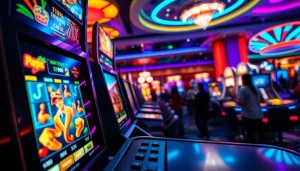 Mainkan slot online dengan mesin slot yang menampilkan permainan menarik di kasino yang ramai.