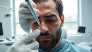 Expert hair transplant surgery showcasing a professional environment and skilled surgeon.