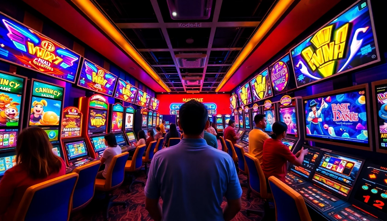 Kode4d online gaming experience with colorful slot games and vibrant players.