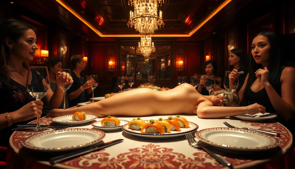 Body sushi experience at Club Noir, highlighting luxury dining and entertainment in St Martin.