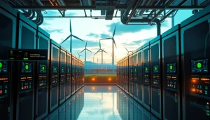 Innovative cloud mining facility showcasing free cloud mining technology powered by renewable energy.