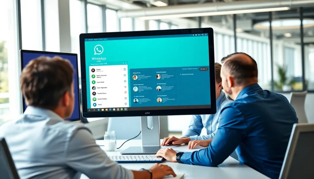 Engaged team utilizing WhatsApp Smart CRM for effective business communication.