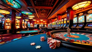 Experience the excitement of gambling at https://giaimanhacai.news/ with luxury casino tables and vibrant slot machines.